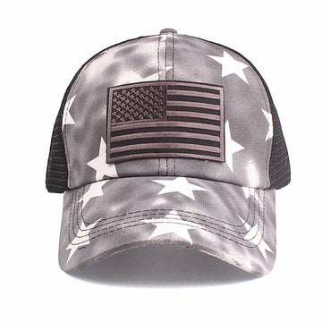 Flag embroidery tie-dye ponytail casual baseball cap